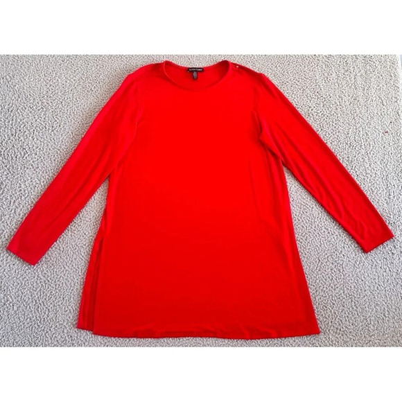 Eileen Fisher Tunic Long Sleeve Side Slits Straight Hem - Picture 1 of 16